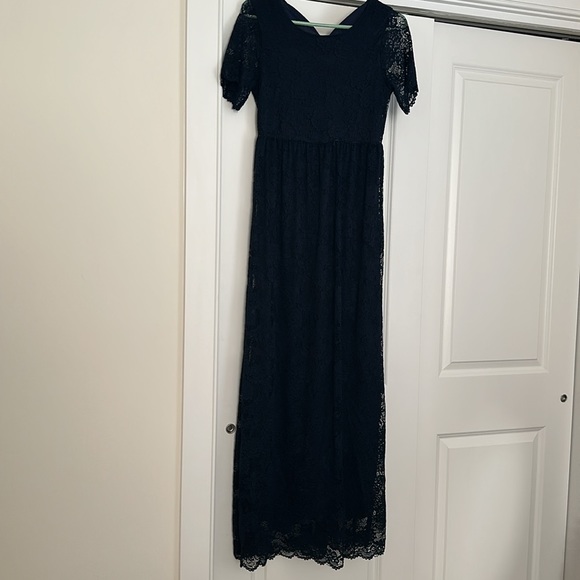 Navy blue lace maternity maxi dress - Picture 2 of 3